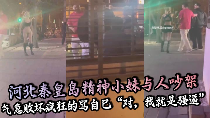 河北秦皇岛精神小妹与人吵架 气急败坏疯狂的骂自己“对，我就是骚逼”，还脱裤子露逼让对方来操！