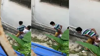 偷搞基，被发现，吓跑了