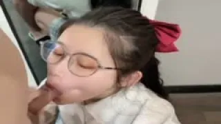 JK女神镜子前面后入内射1