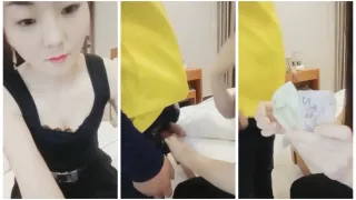 长得像香港演员万倚雯气质美少妇旅馆叫外卖勾搭害羞的美团外卖小哥啪啪对白有趣.